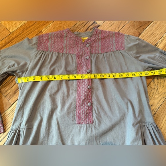 Roberta Roller Rabbit Brown/Pink Embroidered Cotton Shirt Dress Women’s Size S - Picture 12 of 16